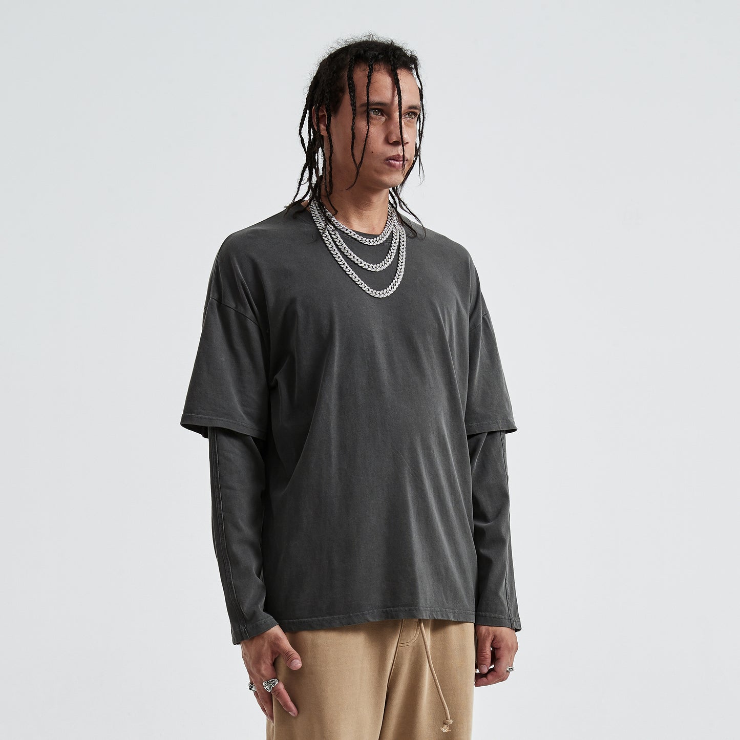 Faux-layered Faded Long Sleeve