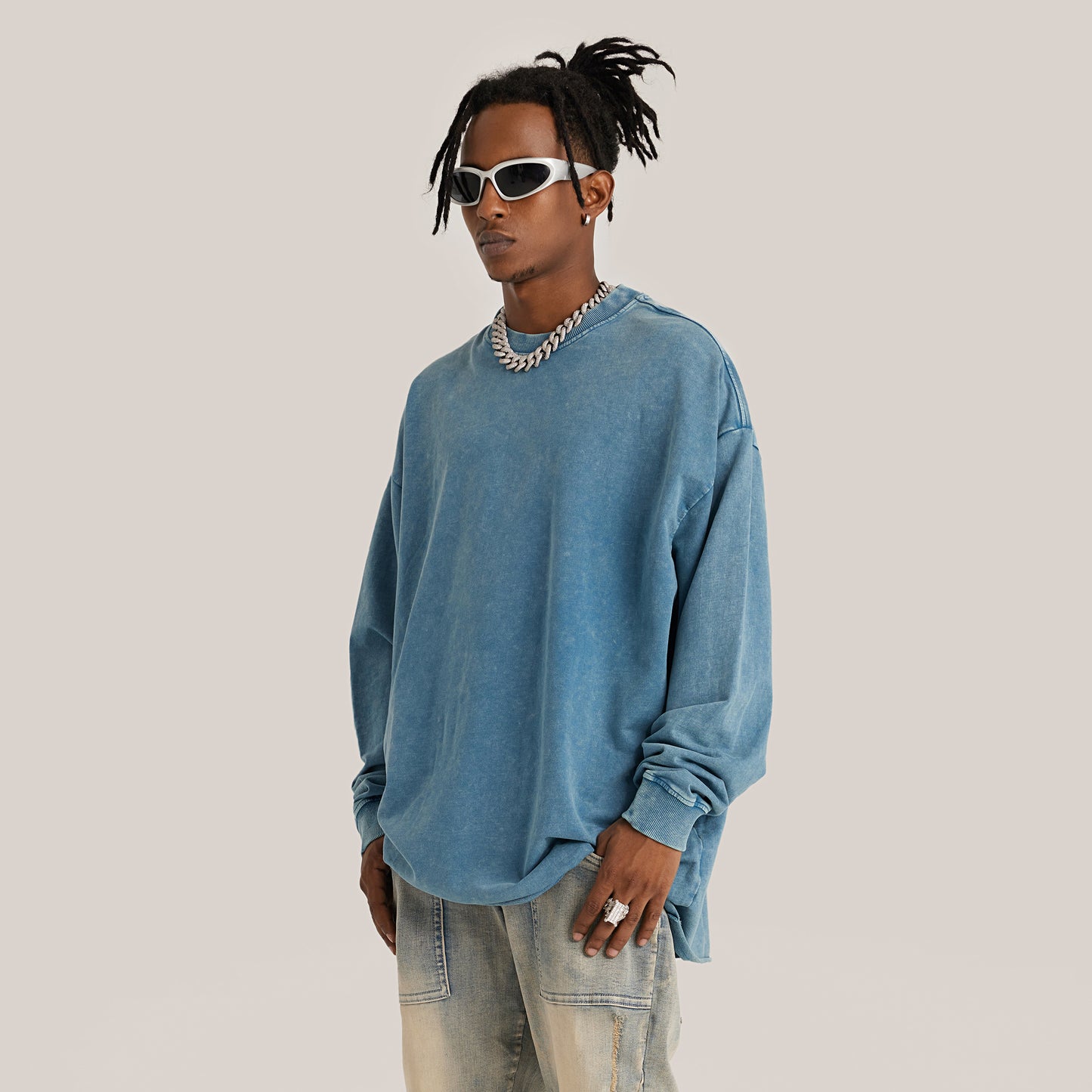 Raw Hem Faded Long Sleeve